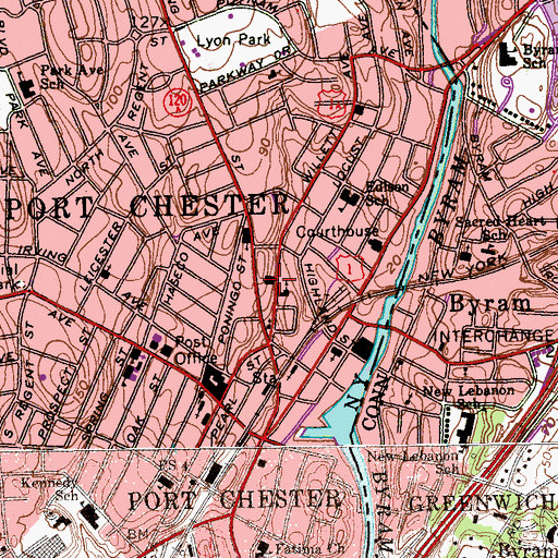 Topographic Map of Irvington School (historical), NY