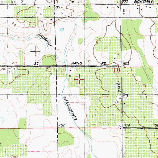 Topographic Map of Laubach Inter-County Drain, MI