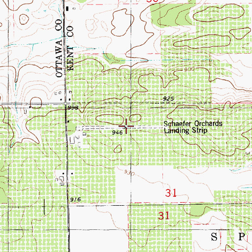 Topographic Map of Schaefer Orchards Landing Strip (historical), MI