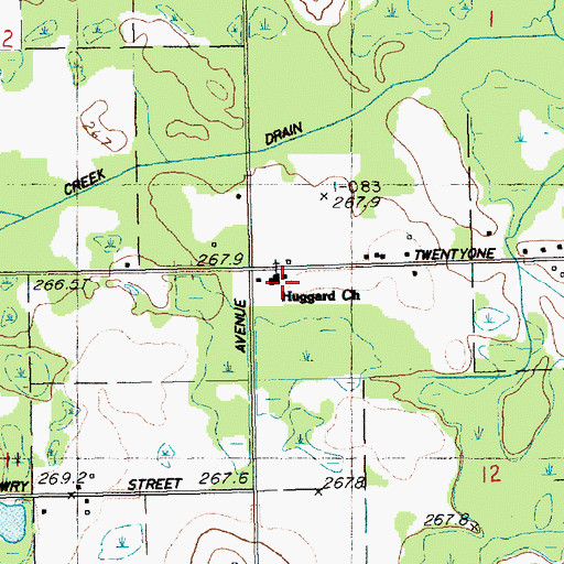 Topographic Map of Huggard Church, MI