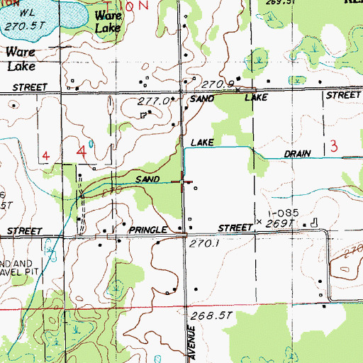 Topographic Map of Sand Lake Drain, MI