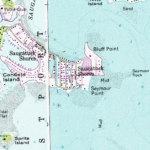 Topographic Map of Saugatuck Shores, CT