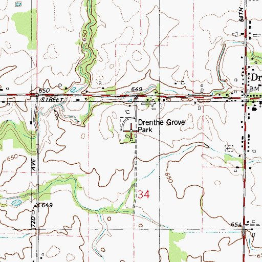Topographic Map of Drenthe Grove Park, MI
