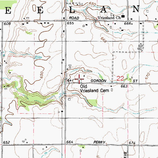 Topographic Map of Old Vriesland Cemetery, MI