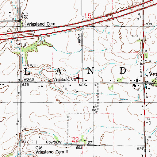 Topographic Map of Vriesland Church, MI