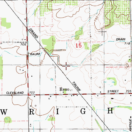 Topographic Map of Kauff Dam, MI