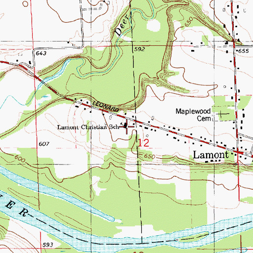 Topographic Map of Deer Creek County Park, MI