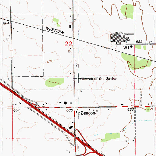 Topographic Map of Church of the Savior, MI