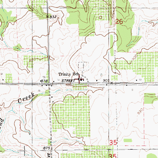 Topographic Map of Trinity School, MI