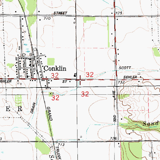 Topographic Map of Scott and Tanner Drain, MI