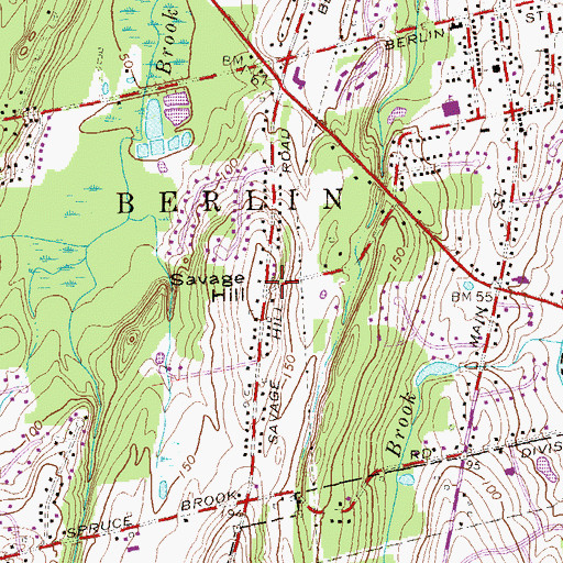 Topographic Map of Savage Hill, CT