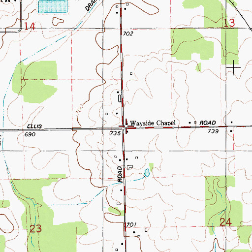 Topographic Map of Wayside Chapel, MI