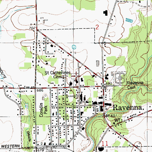 Topographic Map of Saint Catherine's Cemetery, MI