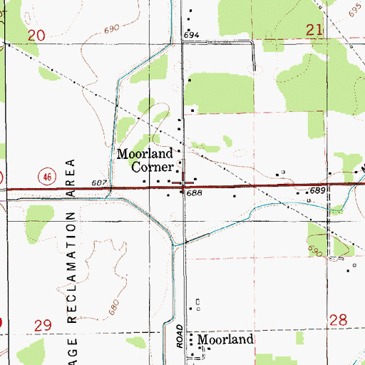 Topographic Map of Morland Corner, MI