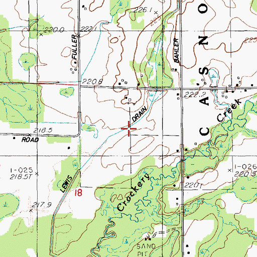 Topographic Map of Lewis Drain, MI