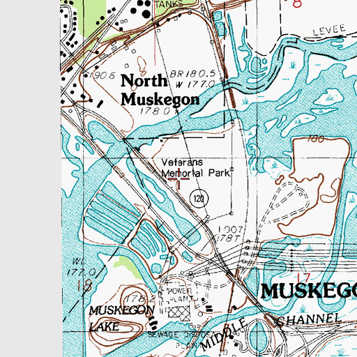 Topographic Map of Veterans Memorial Park, MI