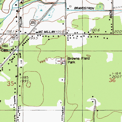 Topographic Map of Browns Field Park, MI