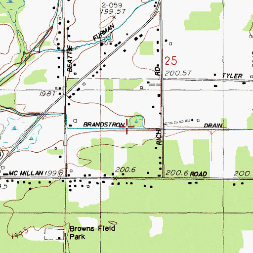 Topographic Map of Brandstron Drain, MI