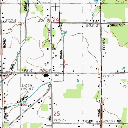 Topographic Map of Furman Drain, MI