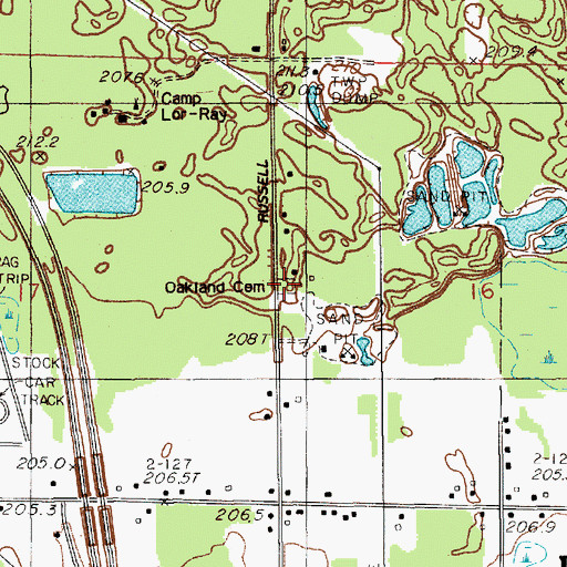 Topographic Map of Oakland Cemetery, MI