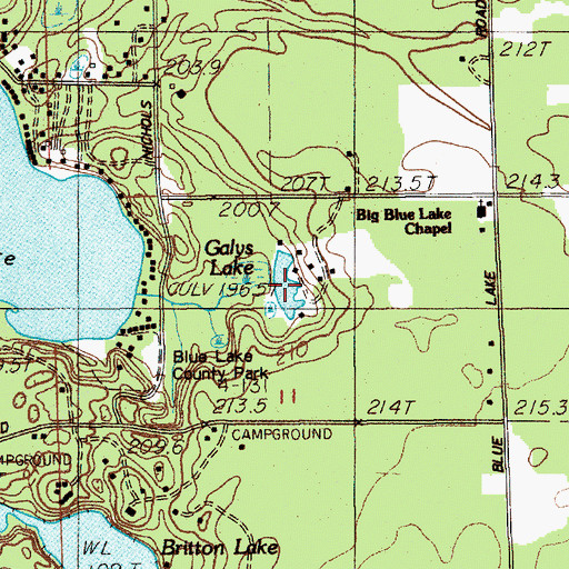 Topographic Map of Galys Lake, MI