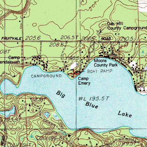 Topographic Map of Camp Emery, MI