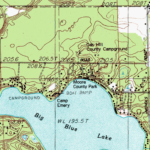 Topographic Map of Moore County Park, MI