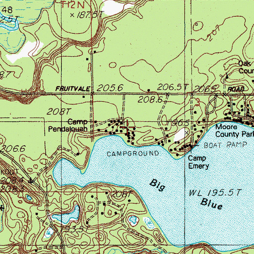 Topographic Map of Camp Pendalouah, MI