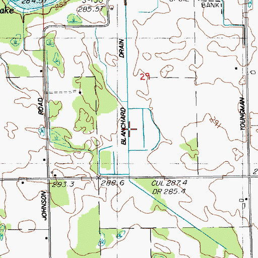 Topographic Map of Blanchard Drain, MI