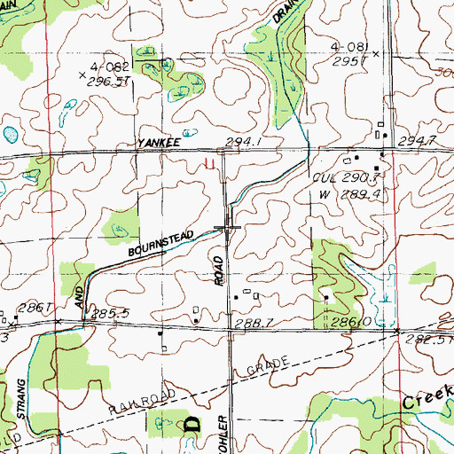 Topographic Map of Strang and Bournstead Drain, MI