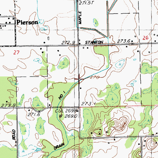 Topographic Map of Herron Drain Number One, MI