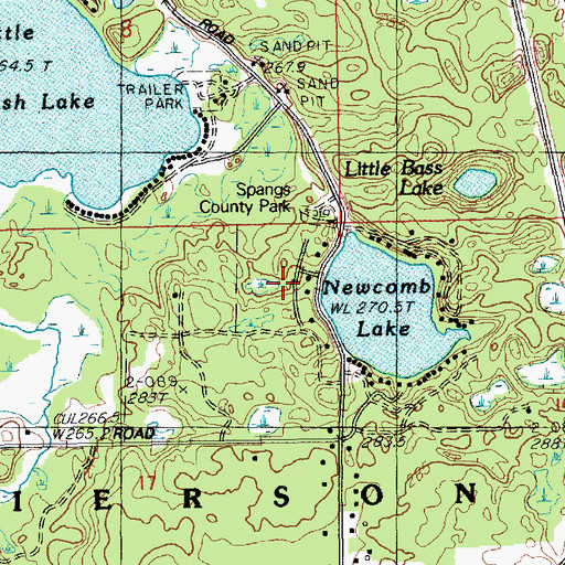 Topographic Map of Spangs County Park, MI