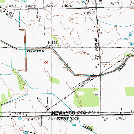Topographic Map of Veenboer Drain, MI
