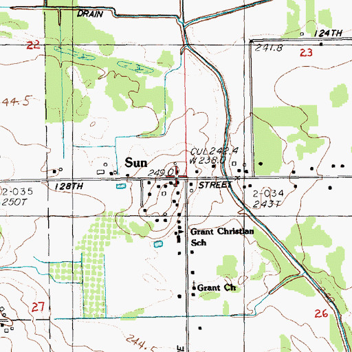 Topographic Map of Sun, MI