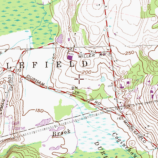 Topographic Map of Sawmill Brook, CT
