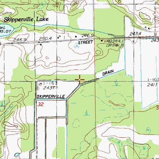 Topographic Map of Skipperville Drain, MI