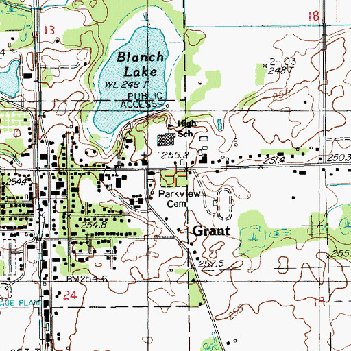Topographic Map of Parkview Cemetery, MI