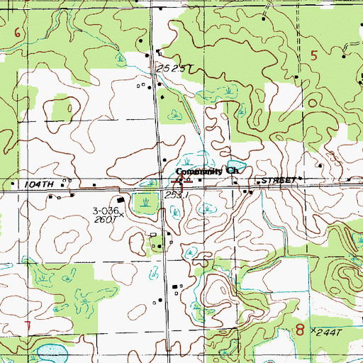 Topographic Map of Community Church, MI