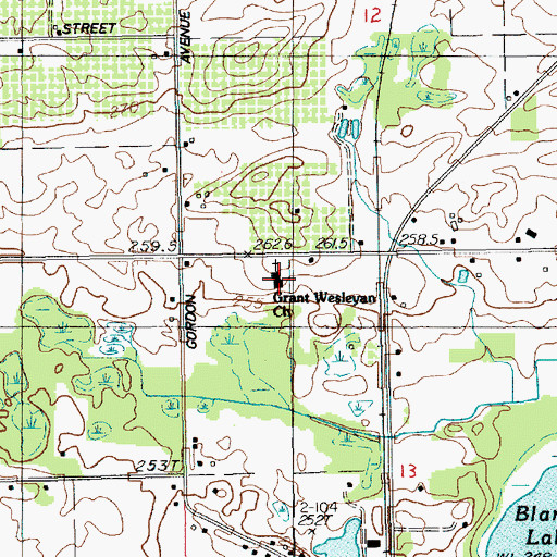 Topographic Map of Grant Wesleyan Church, MI