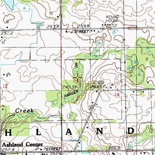 Topographic Map of Hansen Drain, MI