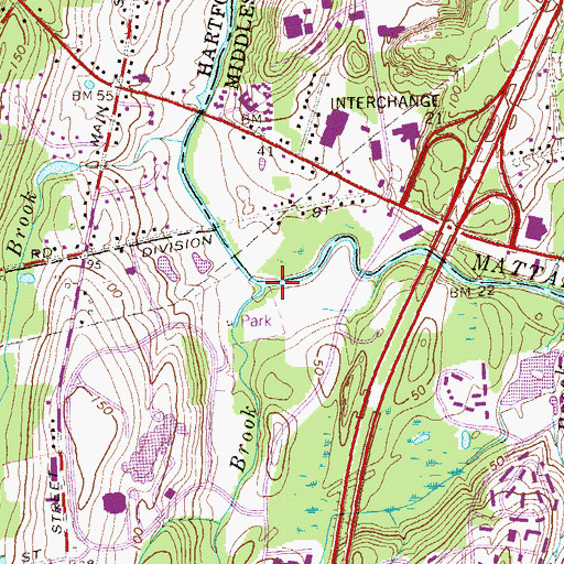 Topographic Map of Sawmill Brook, CT