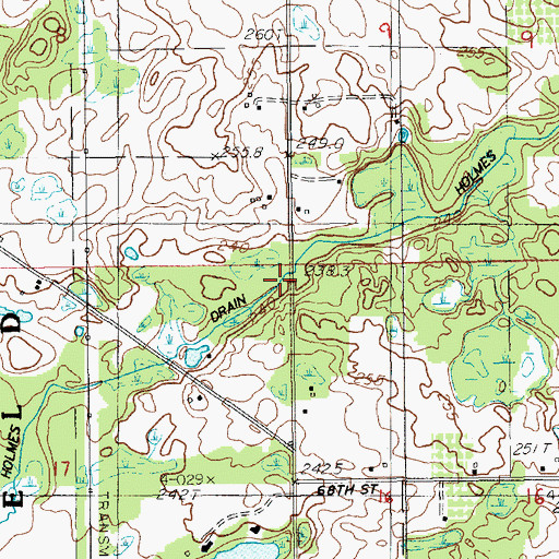 Topographic Map of Holmes Drain, MI