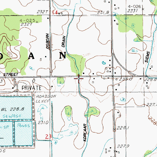 Topographic Map of Korlaar Drain, MI