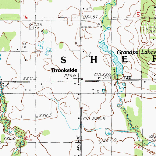 Topographic Map of Brookside, MI