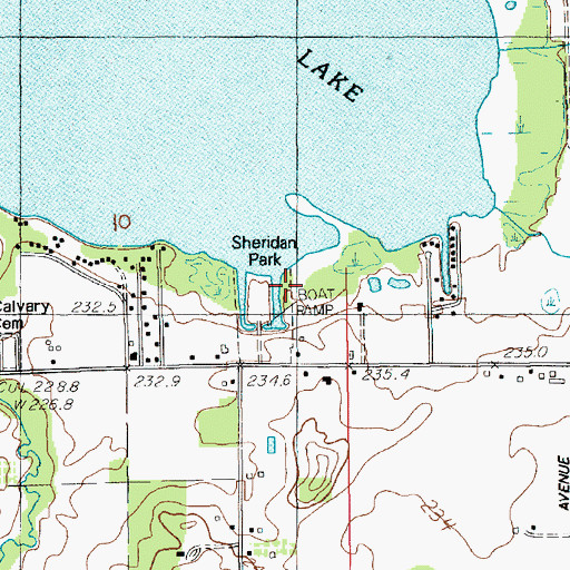 Topographic Map of Sheridan Park, MI