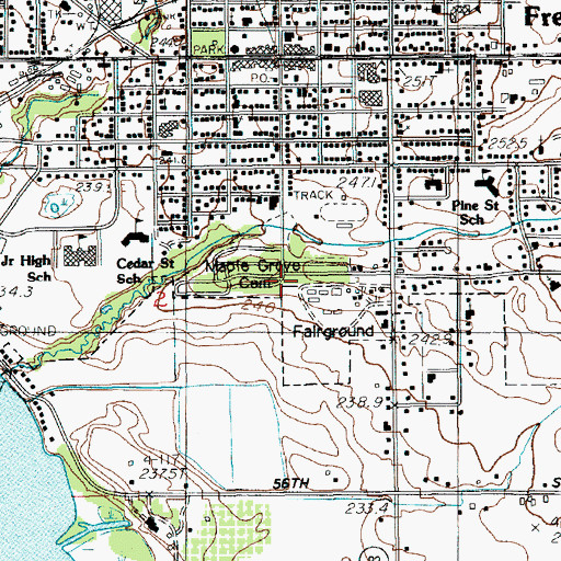 Topographic Map of Maple Grove Cemetery, MI