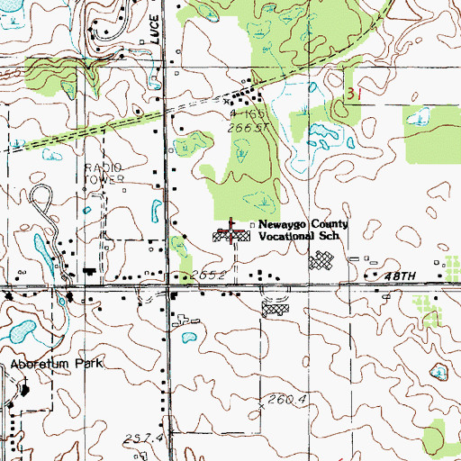 Topographic Map of Newaygo County Vocational School, MI