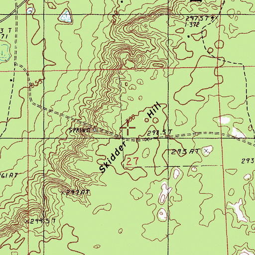 Topographic Map of Skidder Hill, MI