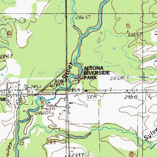 Topographic Map of Altona Riverside Park, MI