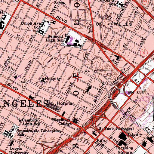 Topographic Map of Miguel Contreras Learning Complex, CA